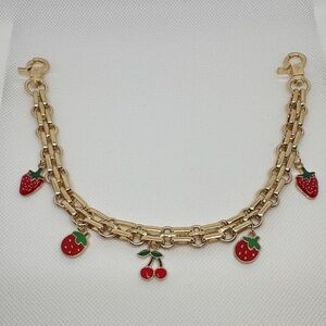 Gold Tone Strawberry Bag Charm